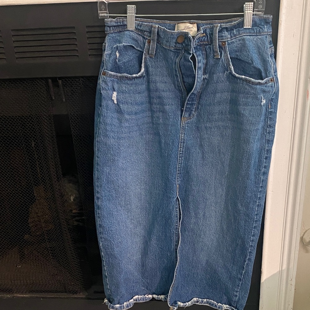 Blue Denim Midi Skirt